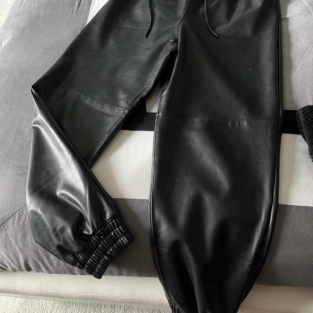 Faux leather joggers